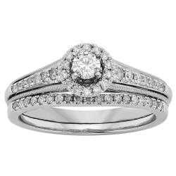 White Gold 1/2ct TW Diamond Bridal Set - Handcrafted By Name My Rings™