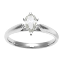 White Gold 1/2ct TDW IGL Certified 6-Prong Pear Cut Diamond Solitaire Ring - Handcrafted By Name My Rings™