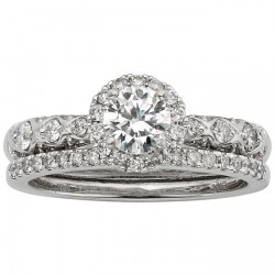 White Gold 1ct TDW IGL Certified White Diamond Bridal Ring Set - Handcrafted By Name My Rings™