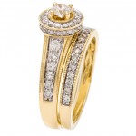 Gold 1ct TDW IGL Certified Diamond Halo Bridal Set - Handcrafted By Name My Rings™
