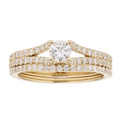 Gold 1ct TDW IGL Certified Round Diamond Bridal Set - Handcrafted By Name My Rings™