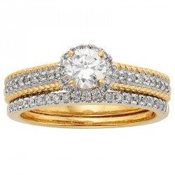 Yellow Two-tone Gold 1 1/2ct TDW IGL Certified Round Diamond Bridal Set - Handcrafted By Name My Rings™