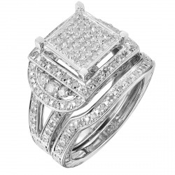 Sterling Silver 1/2ct TDW Diamond Anniversary Ring Set - Handcrafted By Name My Rings™