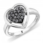 Sterling Silver 1/4ct TDW Diamond Heart Ring by Ever One - Handcrafted By Name My Rings™