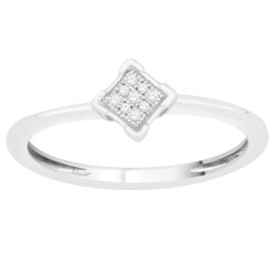 Sterling Silver Diamond Accent Cluster Engagement Ring - Handcrafted By Name My Rings™