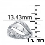 Sterling Silver Diamond Accent Ribbon Ring by Ever One - Handcrafted By Name My Rings™