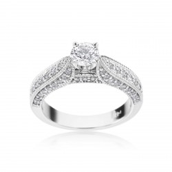 White Gold 1ct TDW Diamond Antique Style Engagement Ring - Handcrafted By Name My Rings™