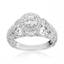 White Gold 3/4ct TDW Diamond Vintage-style Engagement Ring - Handcrafted By Name My Rings™