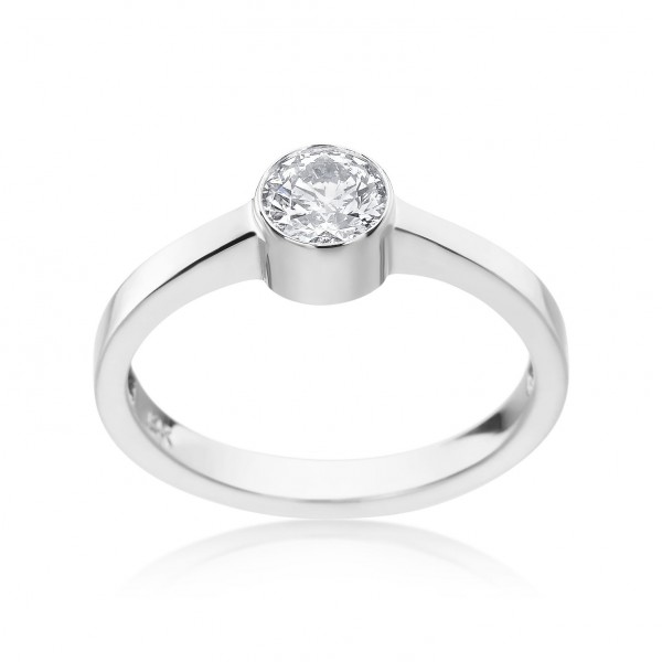 White Gold 3/5ct TDW Bezel-set Diamond Ring - Handcrafted By Name My Rings™