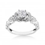 White Gold Vintage-Styled 3/4ct TDW Diamond Engagement Ring - Handcrafted By Name My Rings™