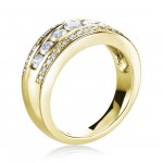 Gold 1ct TDW Diamond 3 Row Wedding Ring - Handcrafted By Name My Rings™