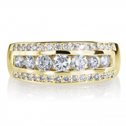 Gold 1ct TDW Diamond 3 Row Wedding Ring - Handcrafted By Name My Rings™