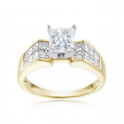SummerRose, One of a Kind Two Tone Princess Cut Diamond Ring - Handcrafted By Name My Rings™