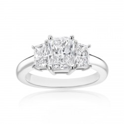 Platinum 2 3/8ct TDW Radiant and Trapezoid Diamond 3-stone Ring - Handcrafted By Name My Rings™