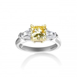 Platinum 2.48ct TDW Certified Yellow White 3-stone Diamond Engagement Ring - Handcrafted By Name My Rings™
