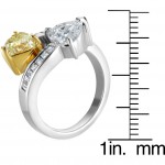 Platinum 3 1/5 TDW White and Yellow Diamond Double Heart Ring - Handcrafted By Name My Rings™