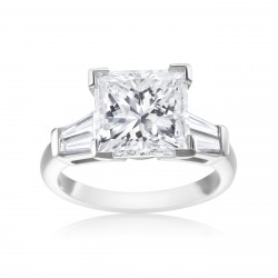 Platinum 5 1/2ct TDW Princess-cut and Tapered Baguette Diamond Ring - Handcrafted By Name My Rings™