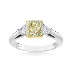 SummerRose, Platinum/18kt 1 4/5 TDW Yellow Trillion 3 Stone Ring - Handcrafted By Name My Rings™