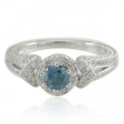 White Gold 1 tcw Blue Diamond Ring - Handcrafted By Name My Rings™