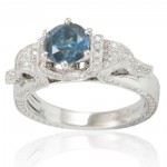 White Gold 1 7/8ct TDW Blue/ White Diamond Bridal Ring - Handcrafted By Name My Rings™