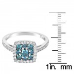 White Gold 1ct TDW Blue and White Diamond Ring - Handcrafted By Name My Rings™