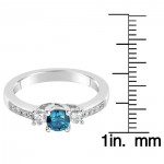 White Gold .60ct TDW Blue and White Diamond Ring - Handcrafted By Name My Rings™