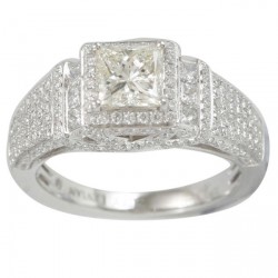 White Gold 2 1/10ct TDW Diamond Halo Engagement Ring - Handcrafted By Name My Rings™
