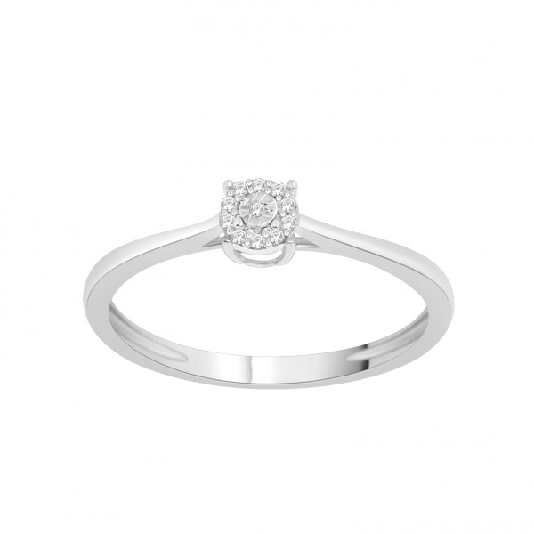 White Gold 1/10ct TDW Diamond Cluster Bypass Promise Ring - Handcrafted By Name My Rings™