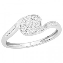 White Gold 1/8ct TDW Diamond Bypass Cluster Engagement Ring - Handcrafted By Name My Rings™