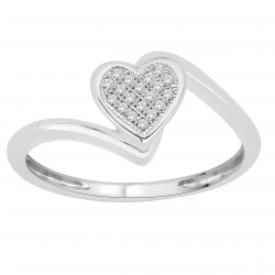 White Gold Diamond Accent Cluster Heart Engagement Ring - Handcrafted By Name My Rings™