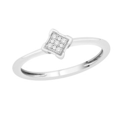 White Gold Diamond Accent Cluster Promise Ring - Handcrafted By Name My Rings™