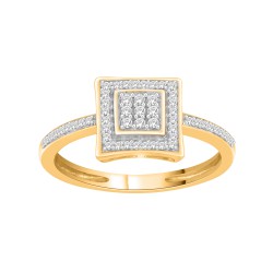 Gold 1/10ct TDW Diamond Cluster Bridal Set - Handcrafted By Name My Rings™