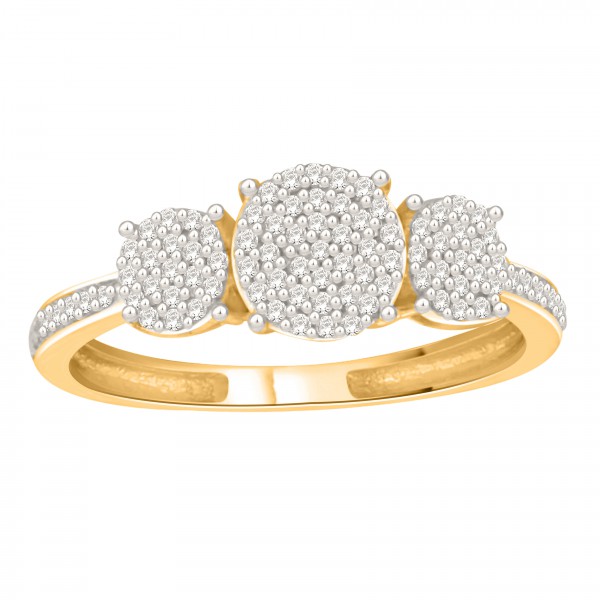 Gold Round-cut 1/5ct TDW Diamond Engagement and Wedding Ring - Handcrafted By Name My Rings™