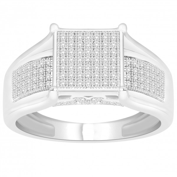 Sterling Silver 1/3ct TDW Diamond Accent Cluster Engagement Ring - Handcrafted By Name My Rings™