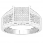 Sterling Silver 1/3ct TDW Diamond Accent Cluster Engagement Ring - Handcrafted By Name My Rings™