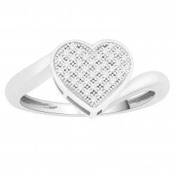 Sterling Silver 1/6ct TDW Diamond Heart-shape Engagement Ring - Handcrafted By Name My Rings™