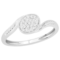 Sterling Silver 1/8ct TDW Diamond Bypass Cluster Engagement Ring - Handcrafted By Name My Rings™