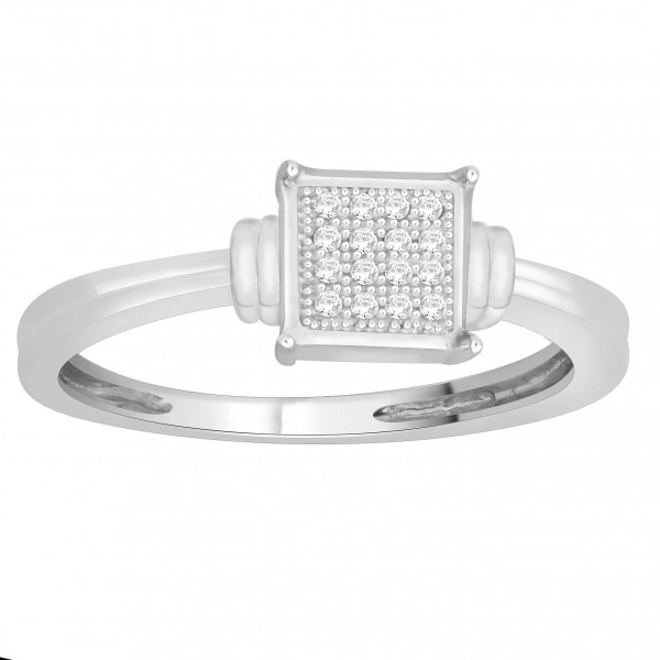 Sterling Silver Natural Diamond Accent Engagement Ring - Handcrafted By Name My Rings™