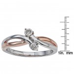 Two-tone Silver Diamond Accent 2-stone Promise Ring by Ever One - Handcrafted By Name My Rings™