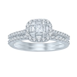White Gold 1ct TDW Princess Center Diamond Bridal Set - Handcrafted By Name My Rings™