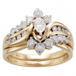 Gold 1ct TDW Marquise Diamond Bridal Set - Handcrafted By Name My Rings™
