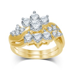 Gold 2ct TDW Diamond Flower Bridal Ring - Handcrafted By Name My Rings™
