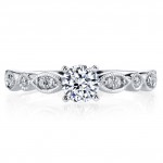 Vintage Round Diamond Engagement Ring White Gold 3/4ct TDW - Handcrafted By Name My Rings™