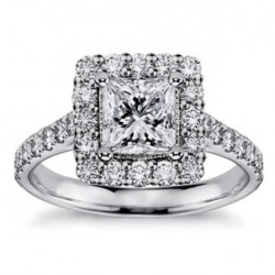 White Gold 2.11ct Square Halo Princess-cut Diamond Engagement Ring - Handcrafted By Name My Rings™