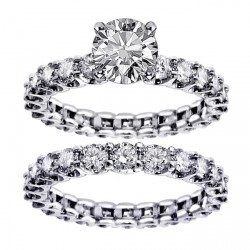 White Gold 4.5ct TDW Round Diamond Clarity Enhanced Bridal Ring Set - Handcrafted By Name My Rings™
