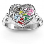 Personalised Encased in Love Caged Hearts Ring with Infinity Band - Handcrafted By Name My Rings™