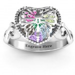 Personalised Butterfly Caged Hearts Ring with Infinity Band - Handcrafted By Name My Rings™