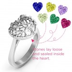 Personalised Family Tree Caged Hearts Ring with Ski Tip Band - Handcrafted By Name My Rings™