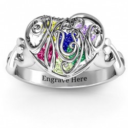 Personalised #1 Mom Caged Hearts Ring with Infinity Band - Handcrafted By Name My Rings™
