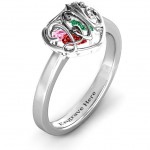 Personalised 2016 Petite Caged Hearts Ring with Classic Band - Handcrafted By Name My Rings™